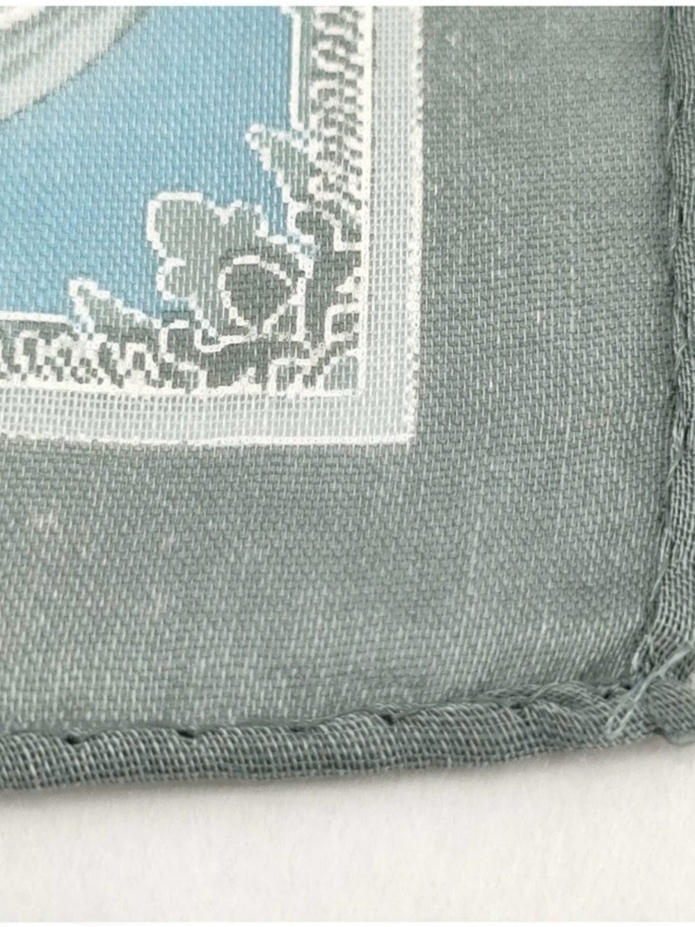 Vintage Celine Paris Cotton Scarf Handkerchief Sage Green Gold Chain - Picture 9 of 9